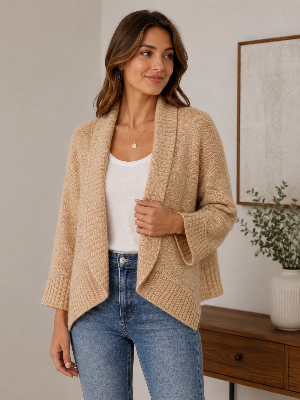 Bernardo XL Alpaca Wool Mohair Blend Boho Waterfall Open Cardigan